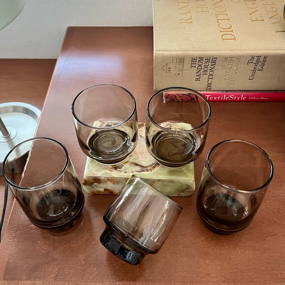 Vintage MCM Libbey Tawny Smokey Brown Rocks Highball Glasses - Picture 7 of 7